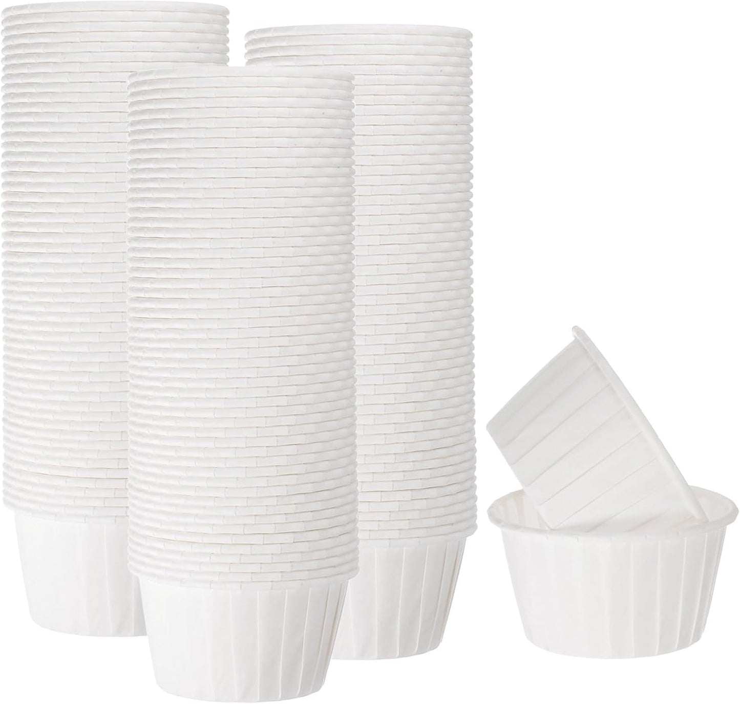 HARFINGTON 150Pcs Cupcake Baking Cups 3.5oz Standard Size Paper Cupcake Liners Greaseproof Wrappers Disposable for Wedding Birthdays Christmas Dessert, White