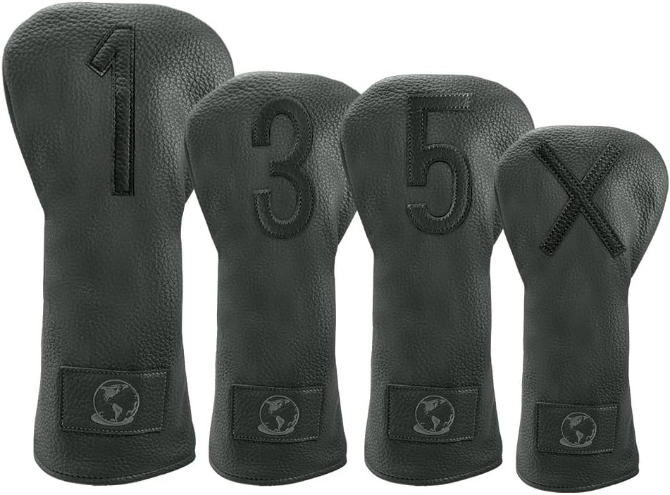 Premium Golf Club Head Covers Set of 4 Fits Drivers Fairways Hybrids 1, 3, 5 and X