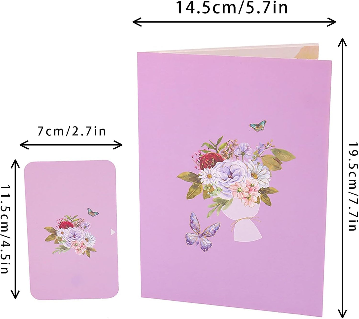 3D Butterfly Greeting Cards, Flowers Pop Up Birthday Cards, for Mom, Sister, Grandmother, Wife, Daughter, and other women, with envelope