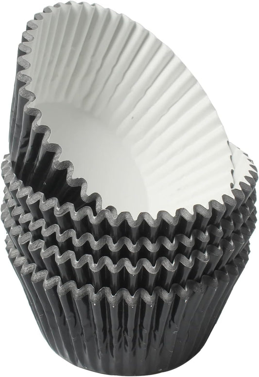 Black-Foil Cupcake Case Liners 100 Pcs Metallic Paper Baking Cups for Birthday Parties, Weddings or Baby showers …