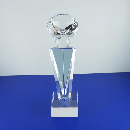 Optical Crystal Glass Diamond Trophy Awards Recognition Achievement Reality Personalized Custom Laser Etched Engraving Trophy