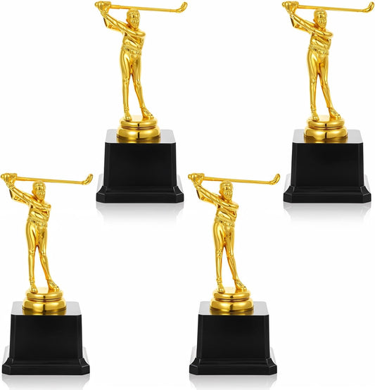4 Pack Golf Trophy 6.7 x 3 Inch Gold Golfer Award Trophy Bulk Plastic Golfing Cup for Adults Reward Party Prop Golf Tournaments Competitions