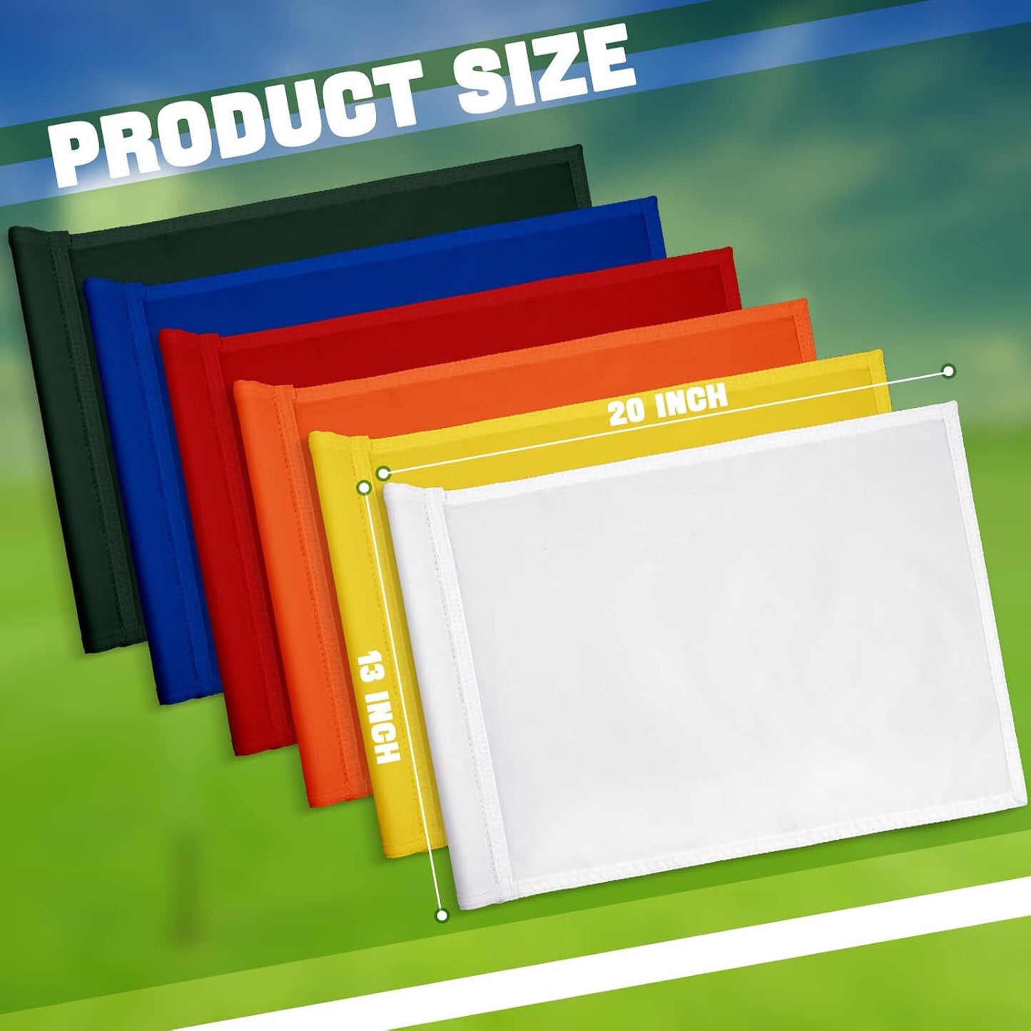 Nuenen 6 Pieces Large Golf Flags with Tube Inserted 20 x 13 Inch 420D Nylon Golf Pin Flags Waterproof Putting Green Pin for Backyard Practice Courses Country Club Garden