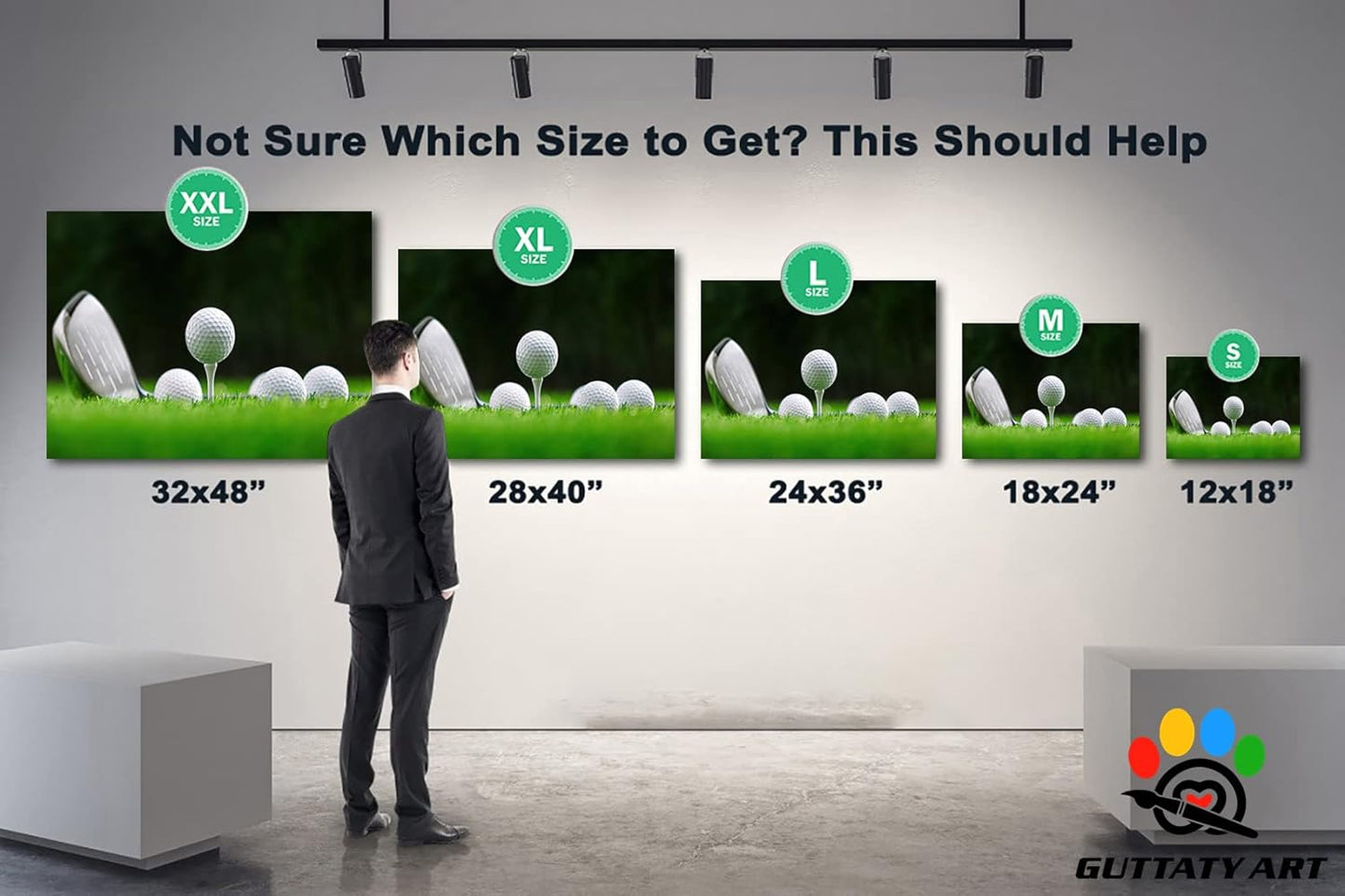 GUTTATY Golf Wall Art, Golf Pictures Posters Canvas Print Wall Decor for Golfer's Man Cave Home Ofice Ready to Hang (18x24 Inches)