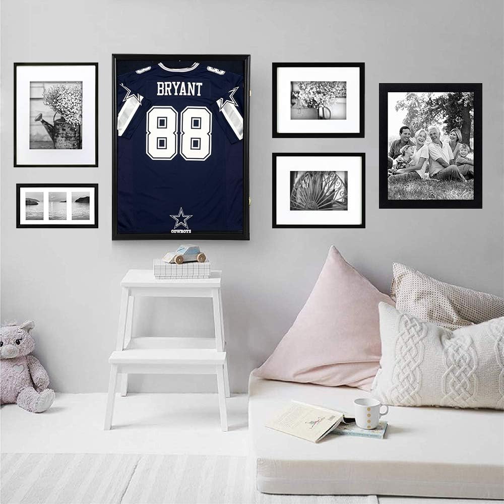 Jersey Display Frame Case Large Frames Shadow Box Lockable with UV Protection Acrylic Hanger and Wall Mount Option for Baseball Basketball Football Soccer Hockey Sport Shirt