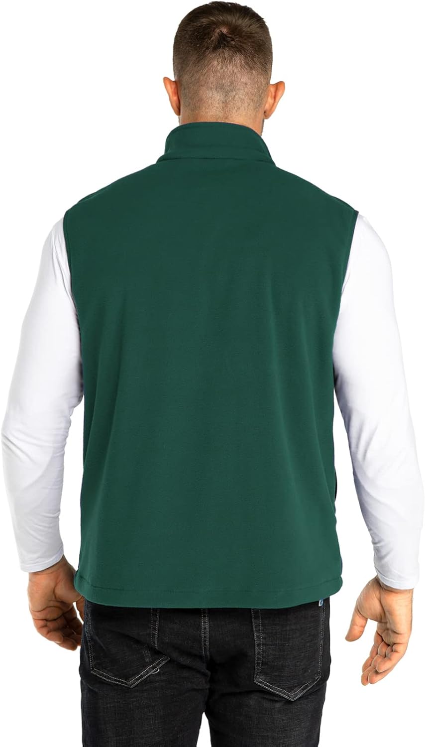 33,000ft Men's Fleece Vest, Lightweight Warm Zip Up Polar Vests Outerwear with Zipper Pockets, Sleeveless Jacket for Winter