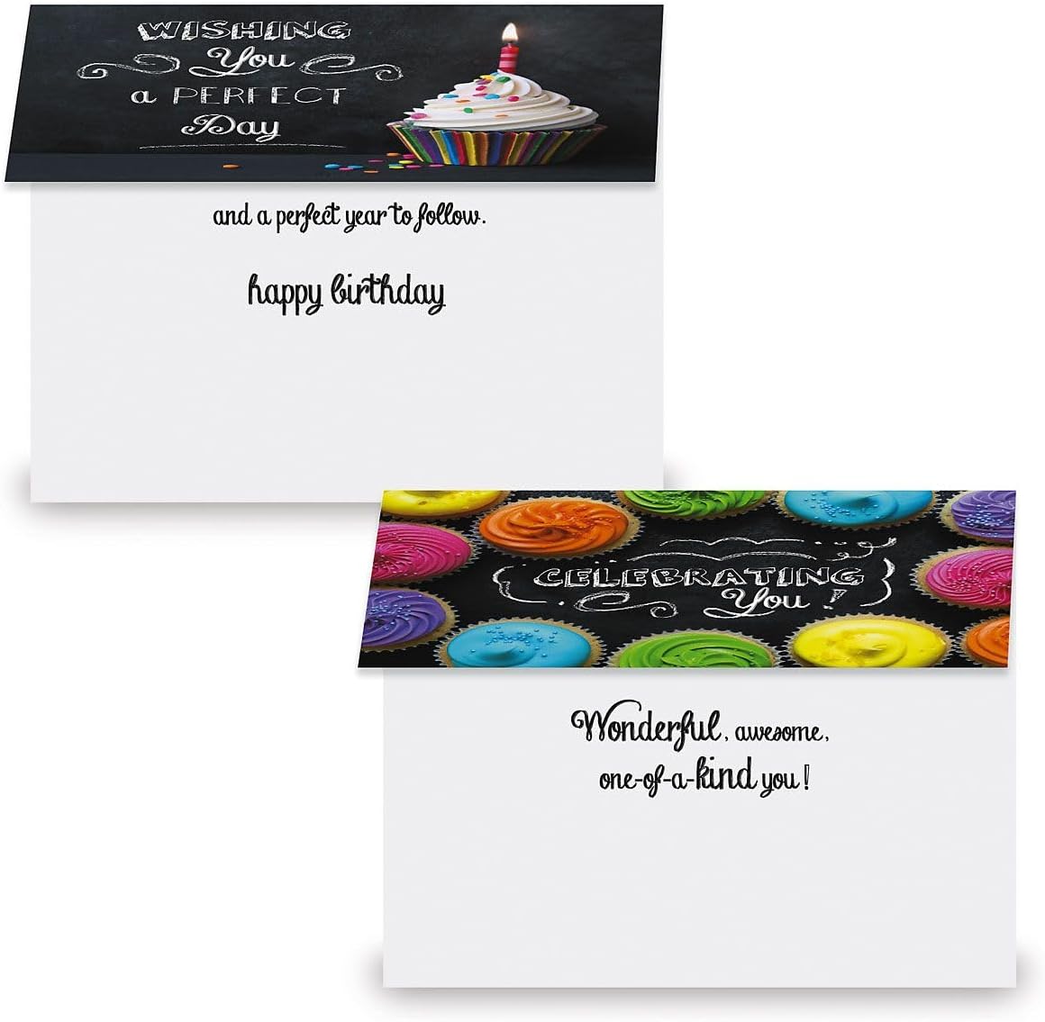 Current Blackboard Happy Birthday Greeting Card Set - Value Pack of 20 Cards With White Envelopes, 10 Designs, Large 5" x 7" Assortment