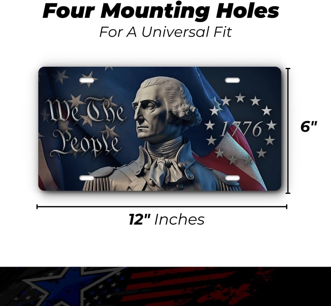 Patriotic Vanity Aluminum License Plate for Front of Trucks and Cars - Made in The USA - Universal Fit (Washington)