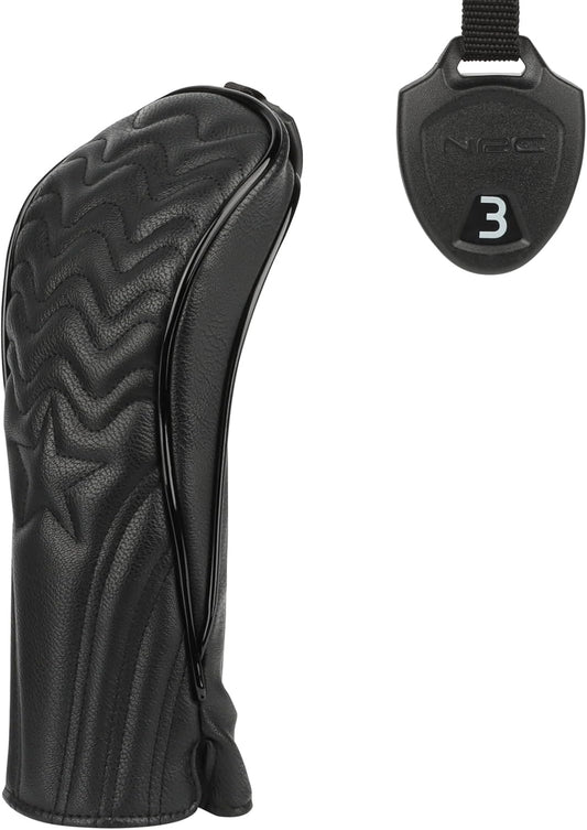 4pcs or 1pc Golf Club Head Covers for Woods, Driver, Fairway, Hybrid – Premium PU Leather with Interchangeable Tags & Magnetic Blade and Mallet Putter Covers