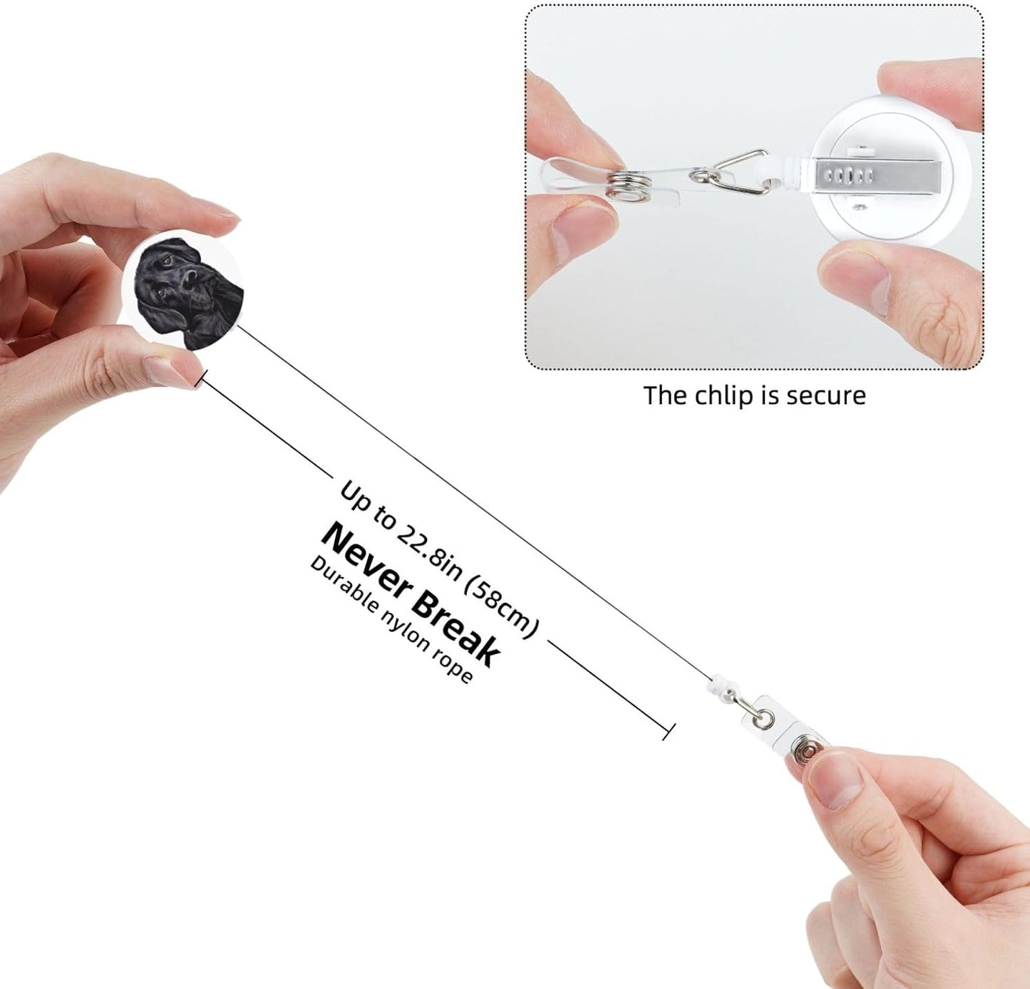 Black Lab Dog Badge Reels Retractable Badge Holder with Clip for Id Name Tag Office Worker Student Teacher Nurse Doctor