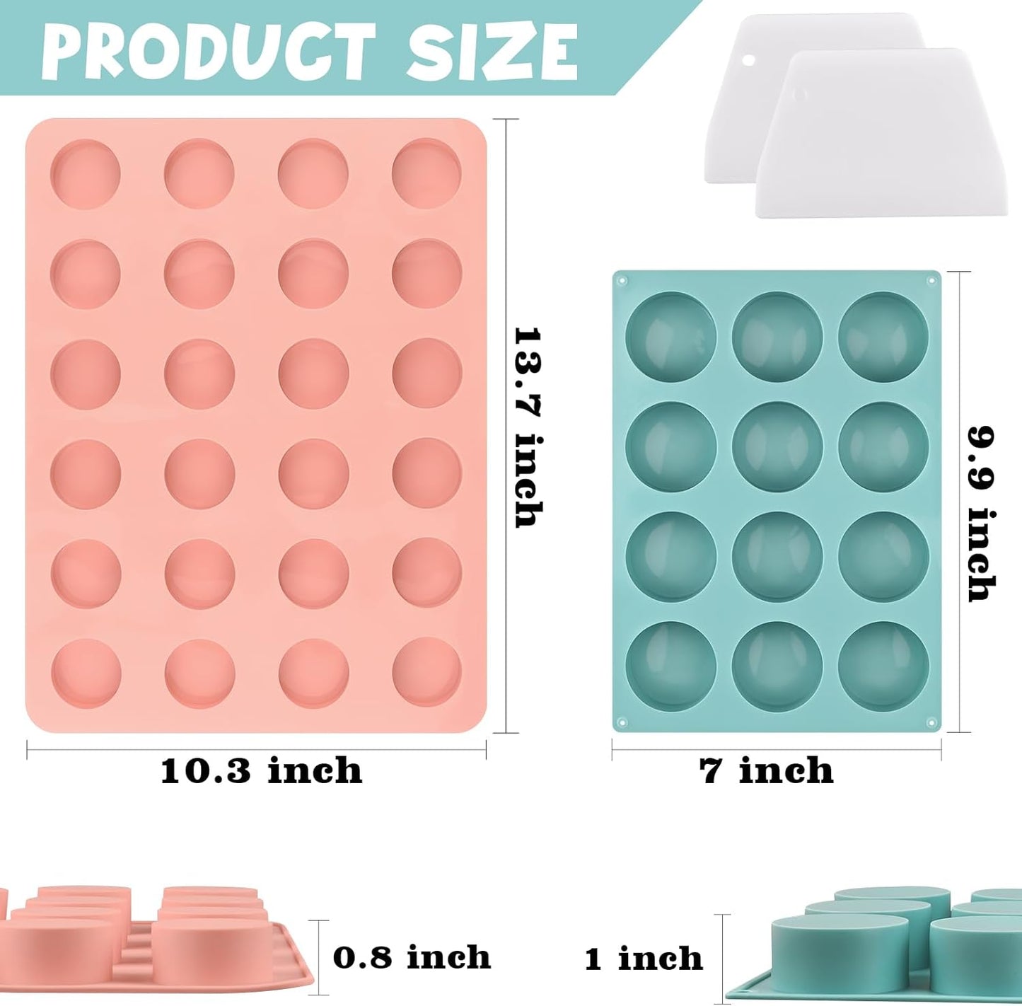 Actvty Cake Puck Mold Set, Chocolate Covered Cake Silicone Molds, 24-Cavity Round Cake Pop Molds with 2 Spatulas for DIY Cake Cores, Cakepucks, Chocolate Desserts