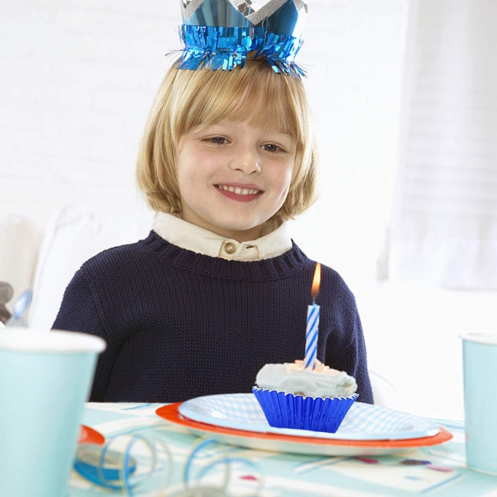 Blue Cupcake Liners for Baking,GOLF 500 Pack Standard Size Red Foil Cupcake Liners Wrappers Metallic Baking Cups,Muffin Paper Cases