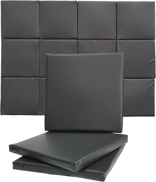 IMPACT SPORTS [12 Pack] Golf Wall Padding Golf Enclosure Padding [20"x20"x2"] Safety Padding Memory Foam with PU Leather Surface for Impact Protection