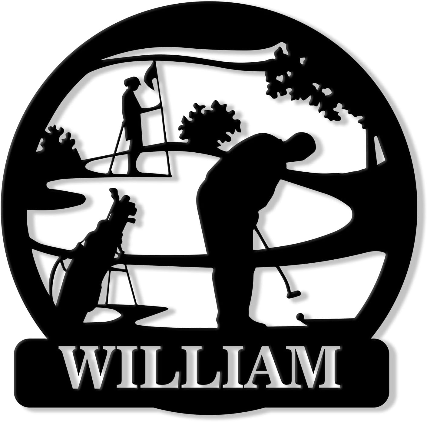 Personalized Golf Metal Sign, Golfer Hanging Sign Outdoor Porch Welcome, Custom Name Wall Fence Yard Patio Home Office Decor Gift for Dad, Husband, Son by OhaPrints