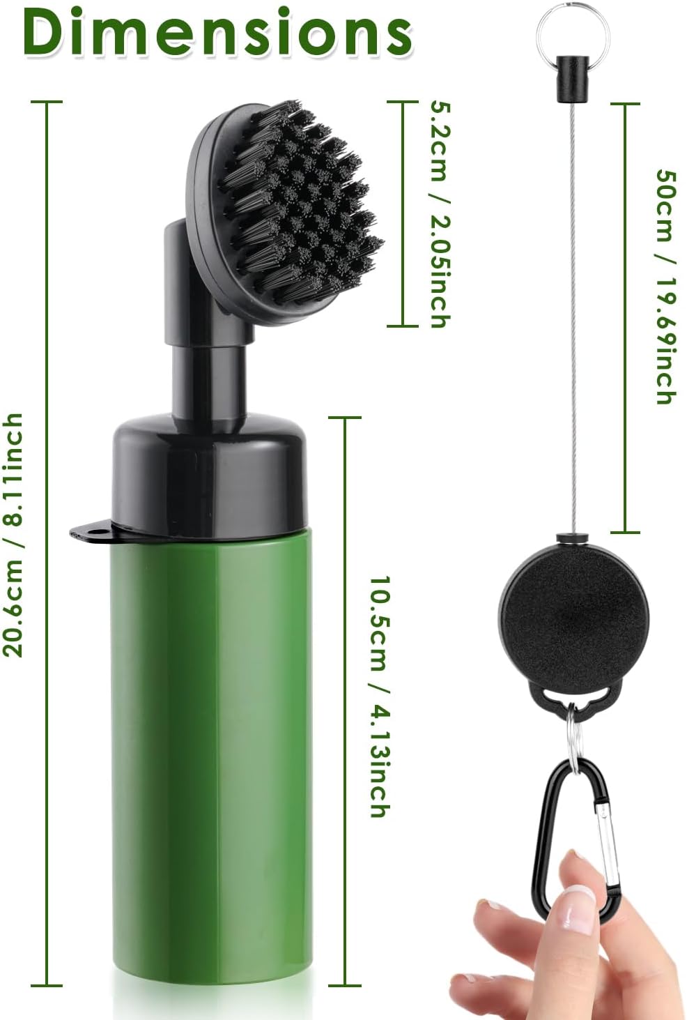 Oasser Pro Golf Club Brush Cleaner with Squeeze Water Bottle Retractable Clip and Retractable Clip 10.5 Inches Holds 5 Ounces of Water, Essentials Golf Accessories for Men Women Green