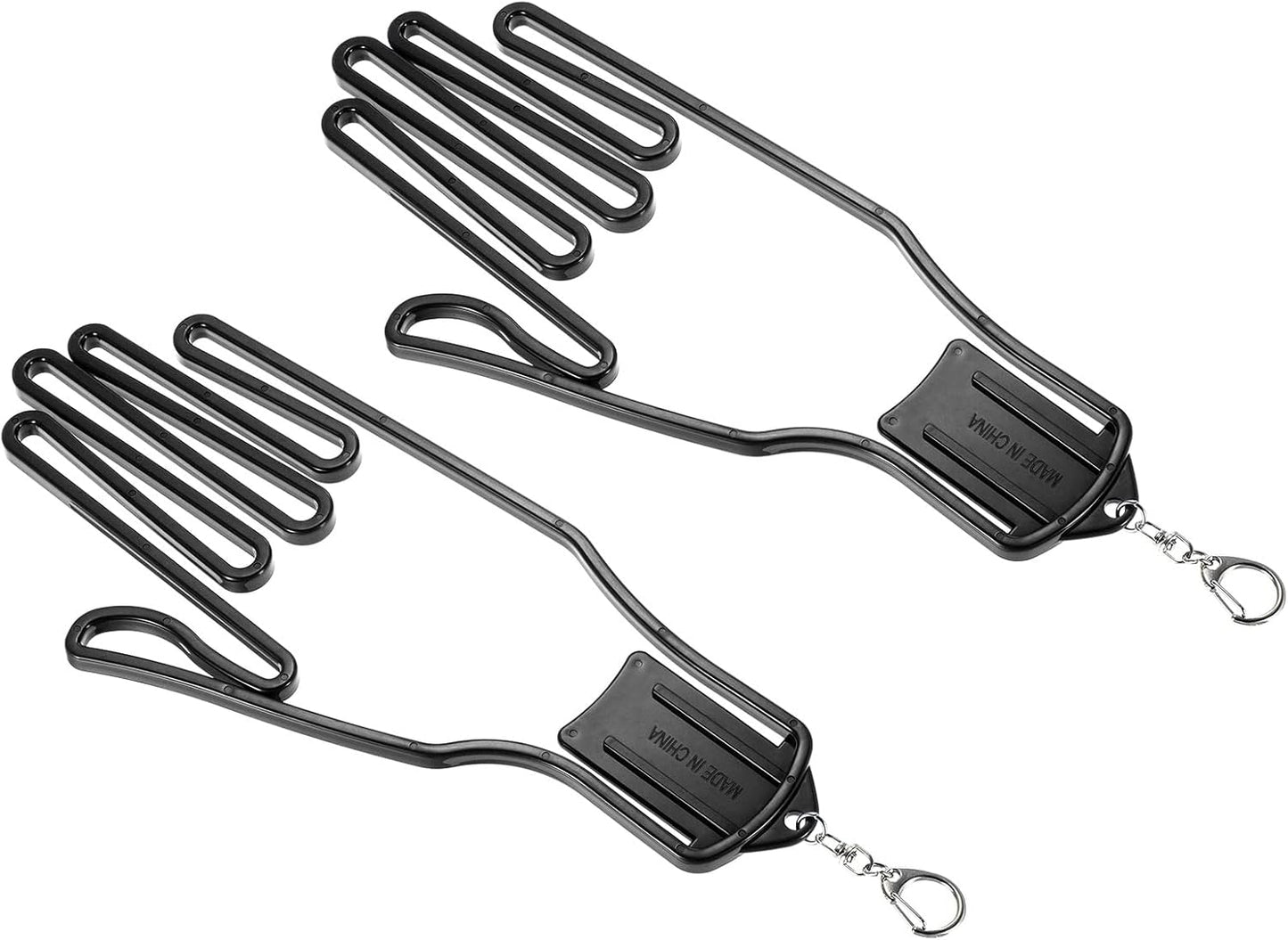 PATIKIL Golf Gloves Stretcher, 2 Pack Plastic Keeper Support Rack Holder Dryer Hanger Frame with Keychain Hook for Sports Gloves Maintenance, Black L Size