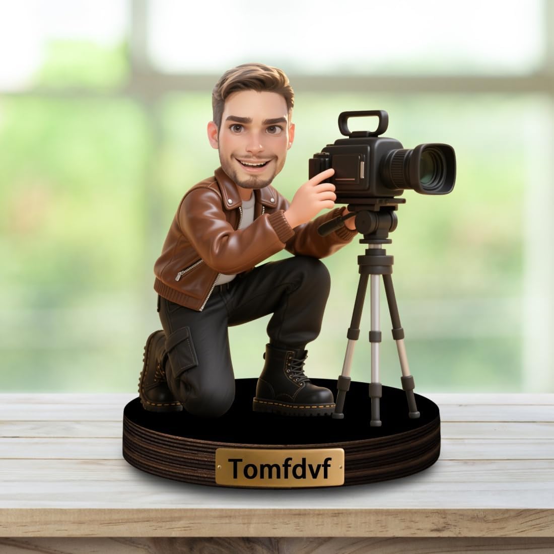 Personalized Cartoon Photographer Sculpture Ornament Sign Custom Funny Photo Figurine Desk Decor Plaque Photographer Face Office Decor Plaque Gift for Men Birthday Xmas Anniversary,01