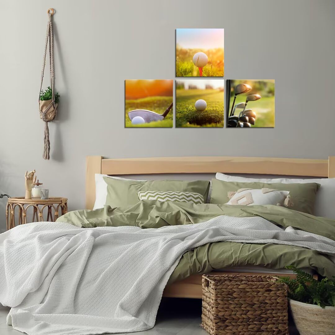 Pankila USA Golf Wall Art Canvas Prints California Golf Course Wall Decor for Living Room Bedroom Home Decorations Painting Framed Artwork Ready to Hang (12''W x 12''H x 4)