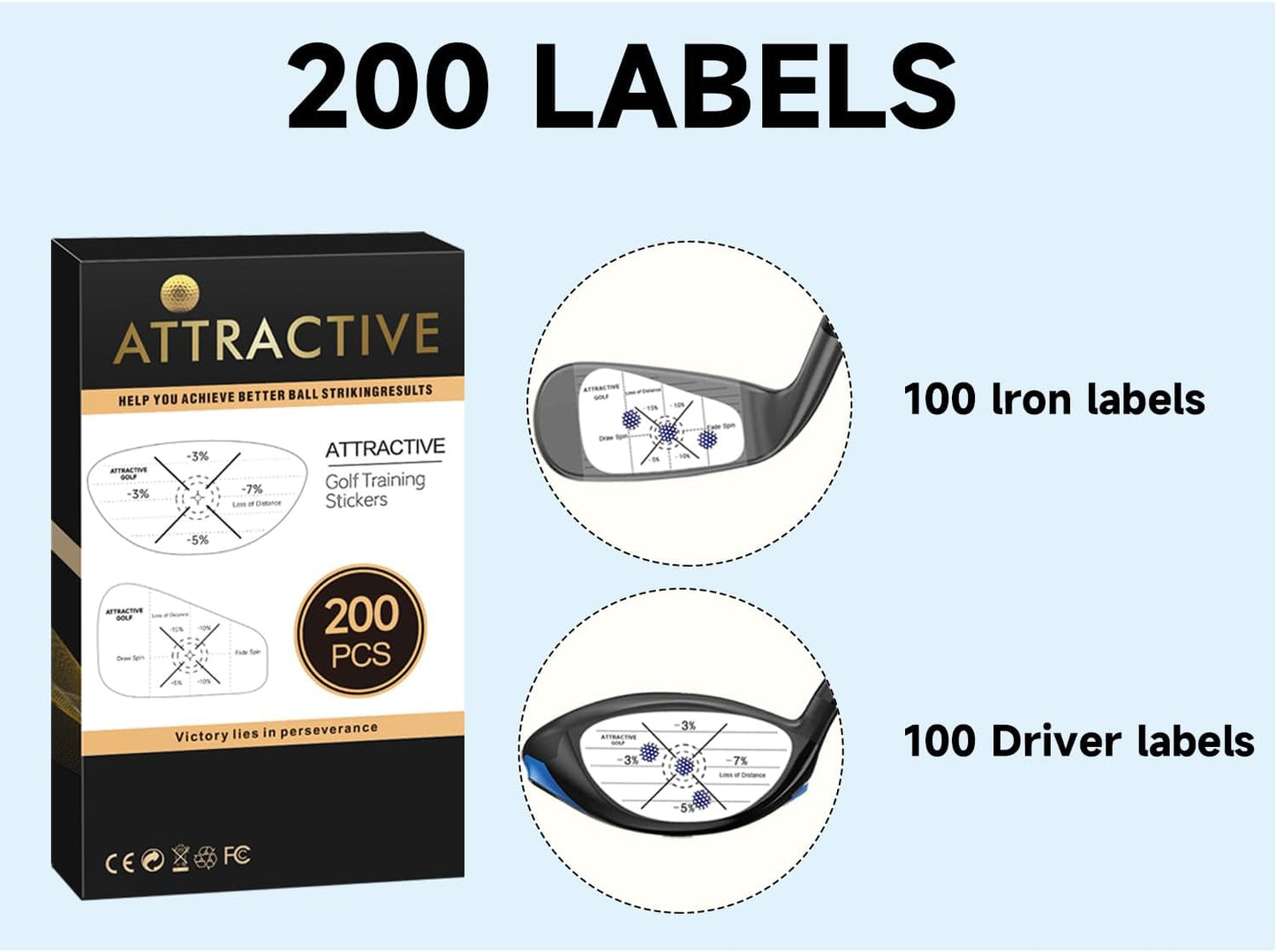 ATTRACTIVE Golf Impact Tape Set, Club Impact Stickers for Golf Clubs, Self-Teaching Sweet Spot and Consistency Analysis, Useful Training Aid Improve Swing Accuracy