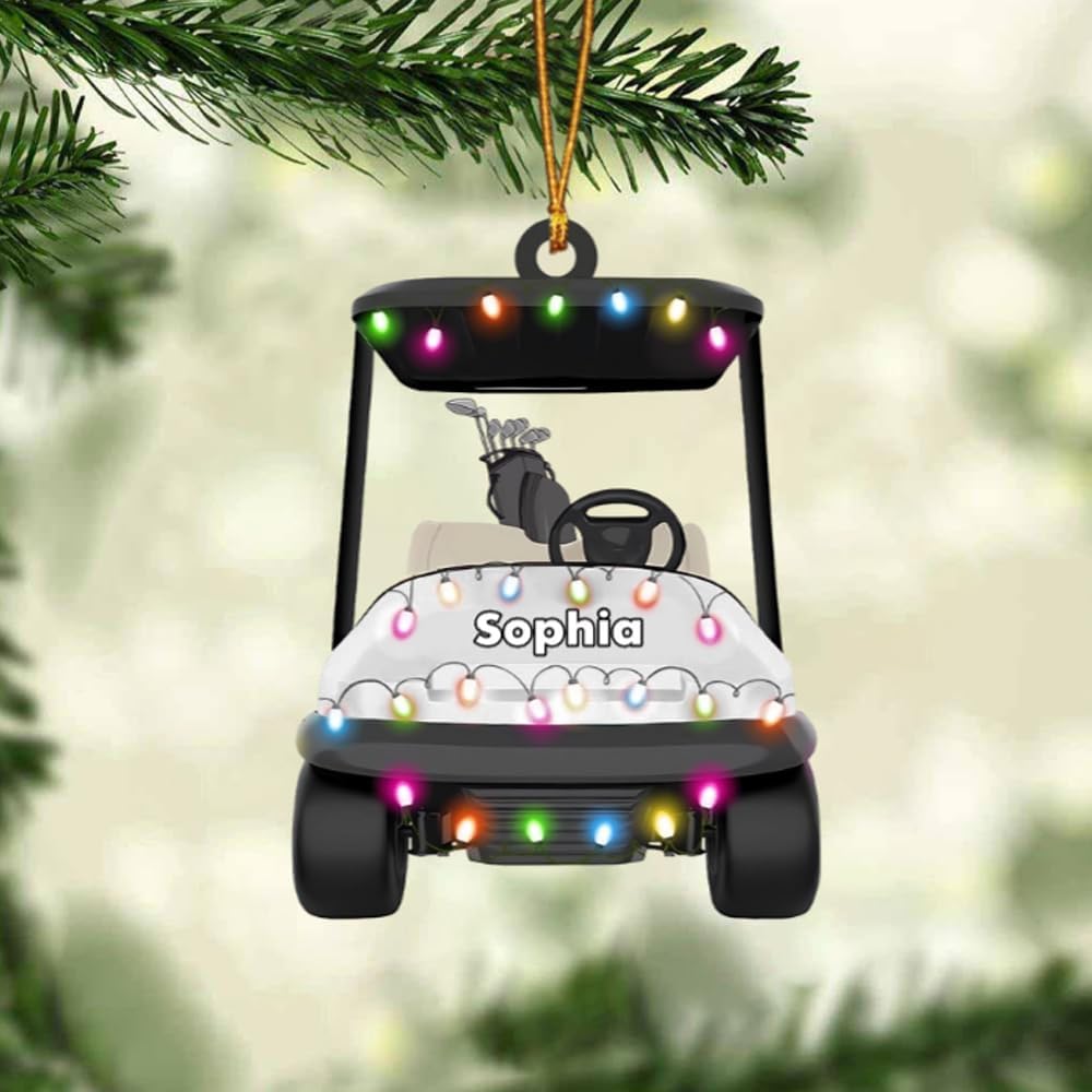 Personalized Golf Car Christmas Ornament, Christmas Ornament, Golf Cart Family, Golf Ornament, Golf Cart Ornament, Golf Christmas Ornaments, Golf Ornaments for Christmas Tree Gift for Golf Lovers/4