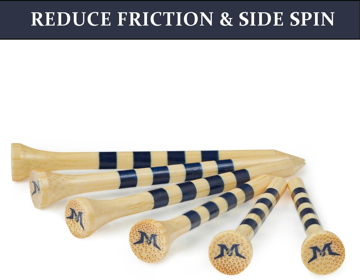 MAZEL Natural Wood/Bamboo Golf Tees 2 3/4 Inch & 3 1/4 Inch,Pack 50 or 120,Reduce Friction & Side Spin,More Stable Golf Tees