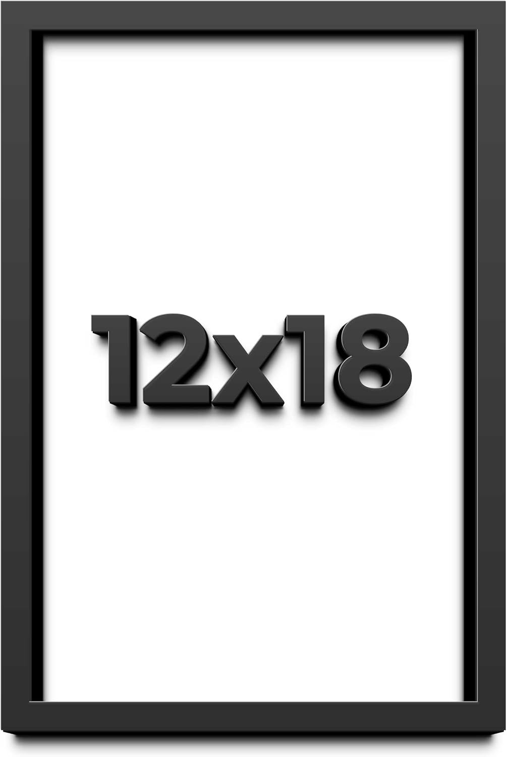 12x18 Shadow Box Black Solid Wood Display Frame with White Acid-Free Backing UV Acrylic & Hanging Hardware - with 3/4" Usable Depth