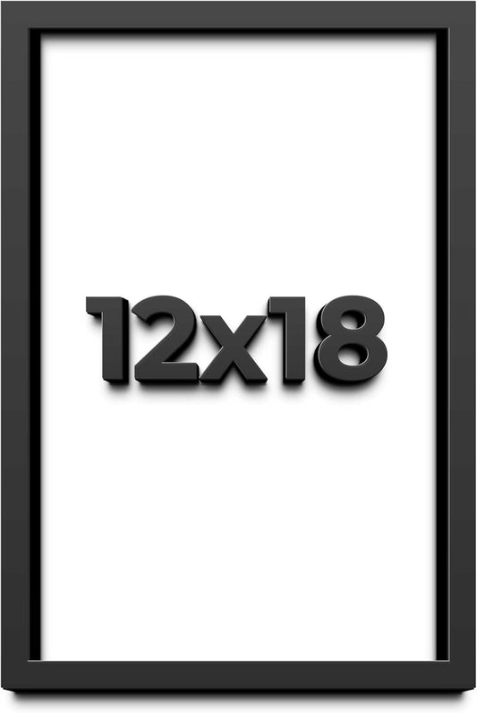 12x18 Shadow Box Black Solid Wood Display Frame with White Acid-Free Backing UV Acrylic & Hanging Hardware - with 3/4" Usable Depth
