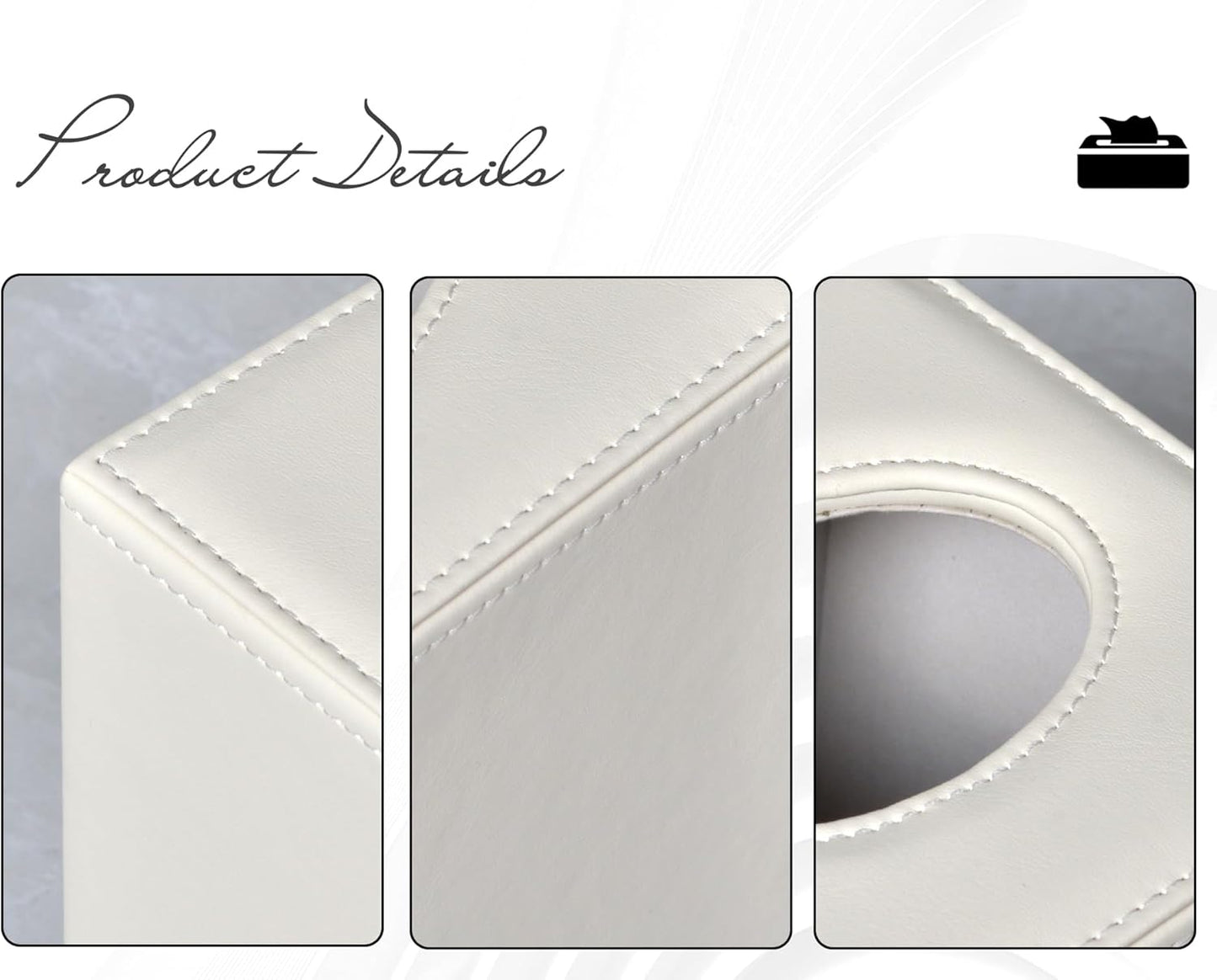 Tissue Box Cover Square Tissue Box Holder for Bathroom (White)