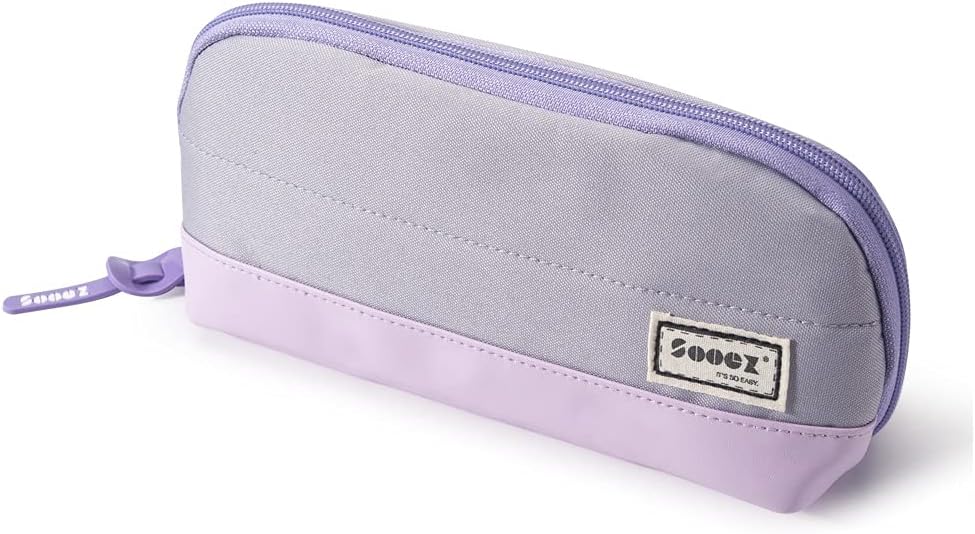 Sooez Wide-Opening Pencil Pen Case, Lightweight & Spacious Pencil Pouch Zipper Stationery Bag, Aesthetic Supply with Triangular Design for Adults, Purple