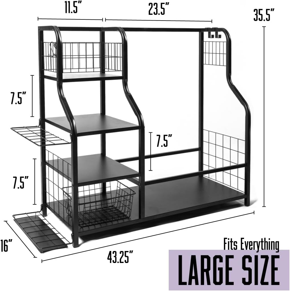Golf Club Storage Rack with Shelves & Holders | Heavy-Duty Golf Bag Stand for 2 Bags | Golf Accessory Organizer for Garage, Home or Sports Room | Golf Bag Organizer by Lunai