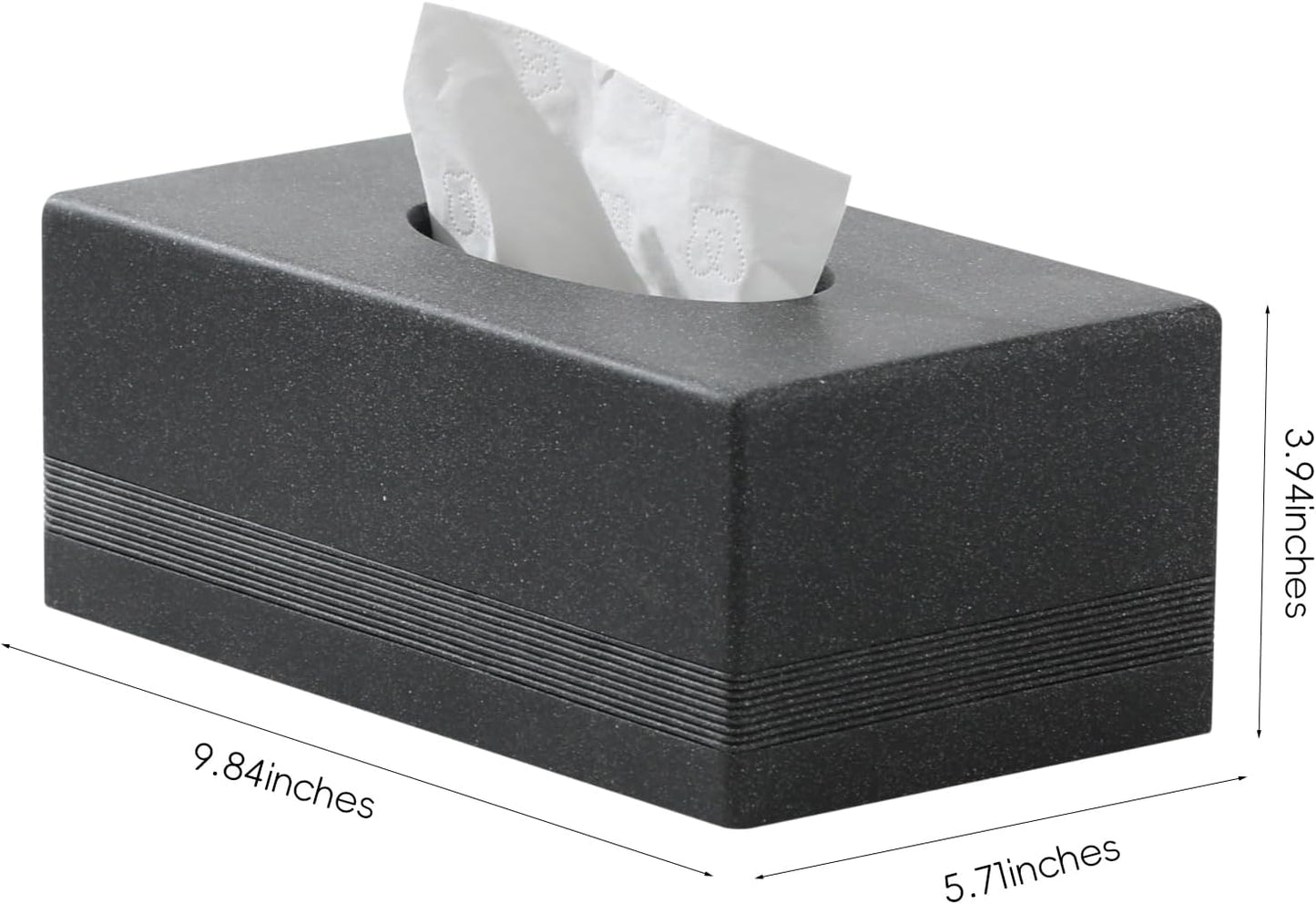 Tissue Box Cover Rectangle, Resin Facial Tissues Holder Covers RectangularToilet Paper Holder Case Dispenser Home Decorative for Bathroom Kitchen Bedroom Living Room Office (Black)