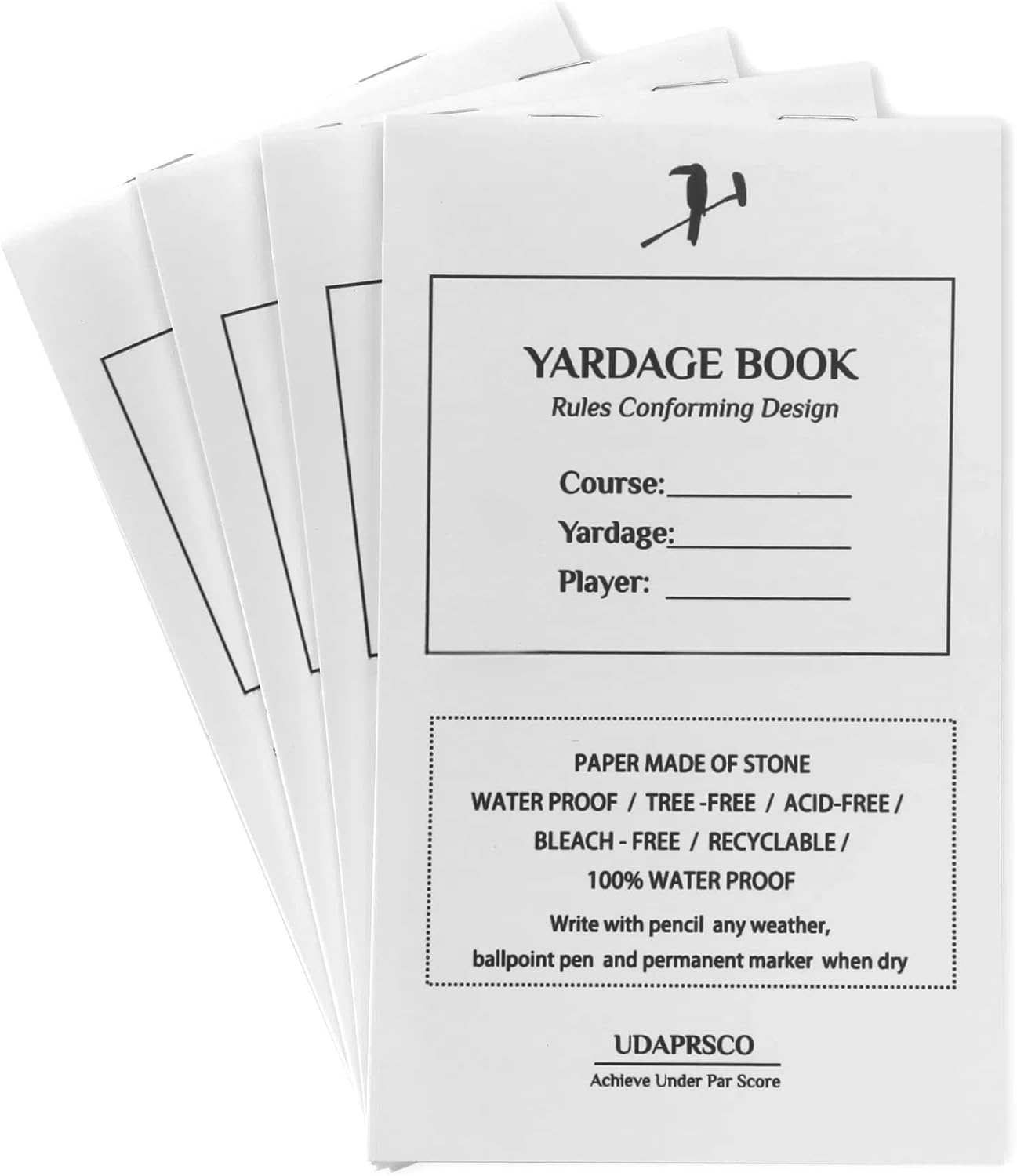 Golf Scorecard Holder (6 Colors - Premium Vegan Leather) | Yardage Book (4-Pack, Waterproof Stone Paper) | Scorecards (20-Pack White Cardstock) – Idea Gift for Golfers