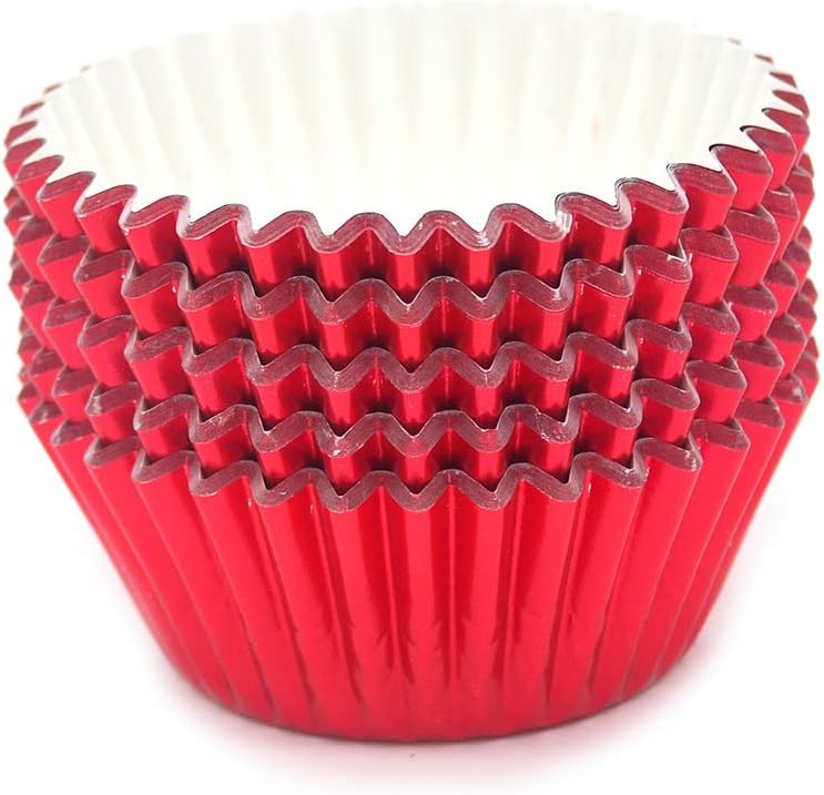 Standard Red Foil Cupcake Liners Muffin Baking Cups for Party and More, 100-Count