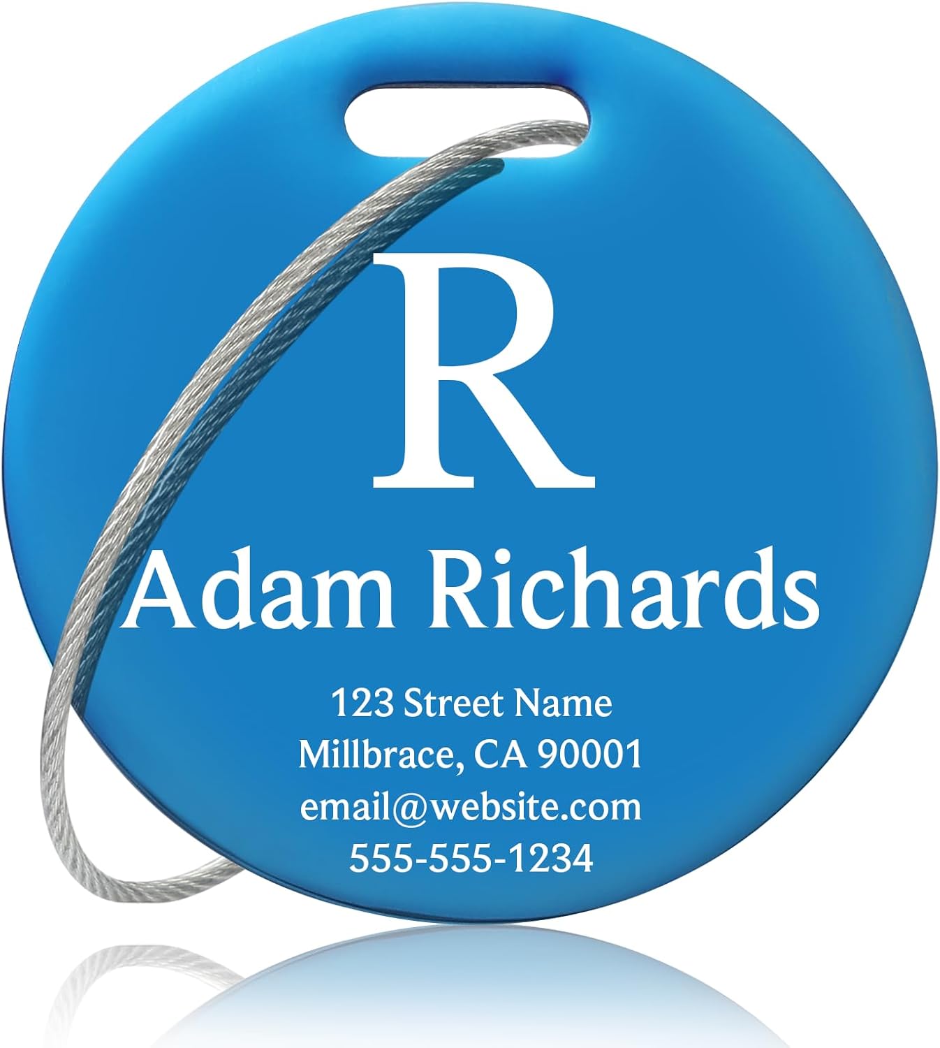 Customized Stainless Steel Luggage Tags: Personalize Your Suitcases, Backpacks, and Bags with Your Text (Blue)