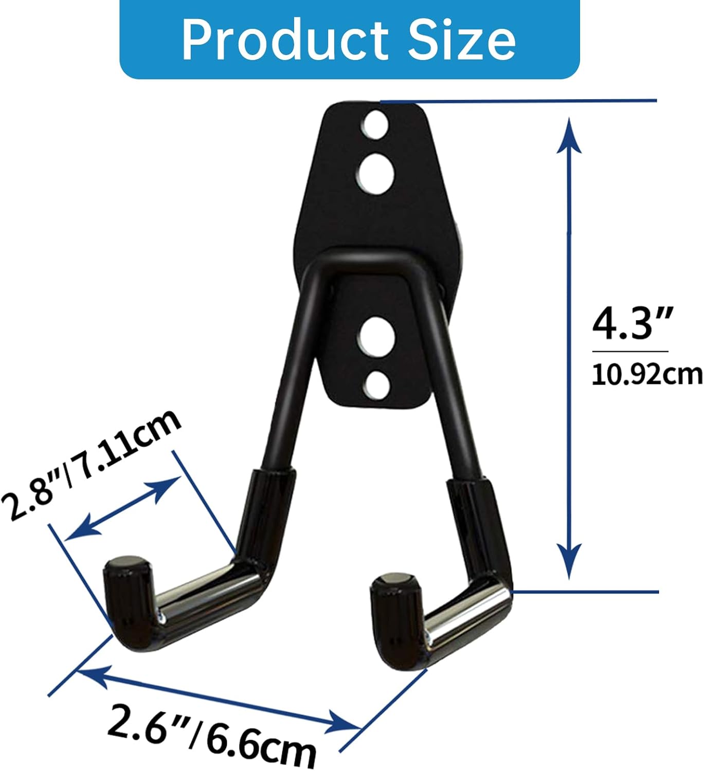 Garage Storage Utility Hooks，Garage Garden Tool Organizer，Steel Wall Mount Hooks, Garden Small U Hooks (4 Pack-Black)