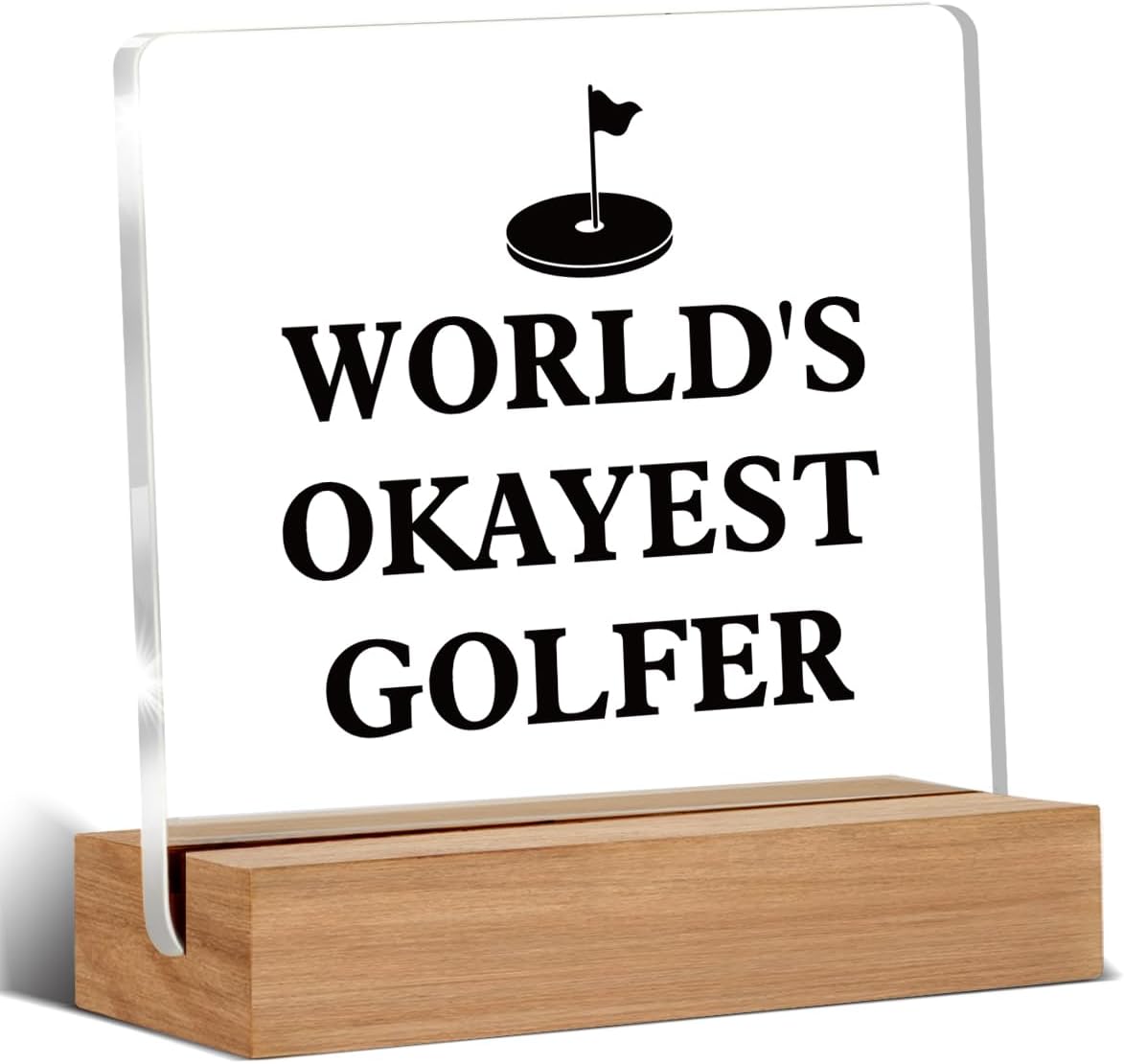 Golf Decorative Sign, Modern Golf Theme, 4 x 4 Inches, Acrylic Material, Tabletop, Okeyest Golfer