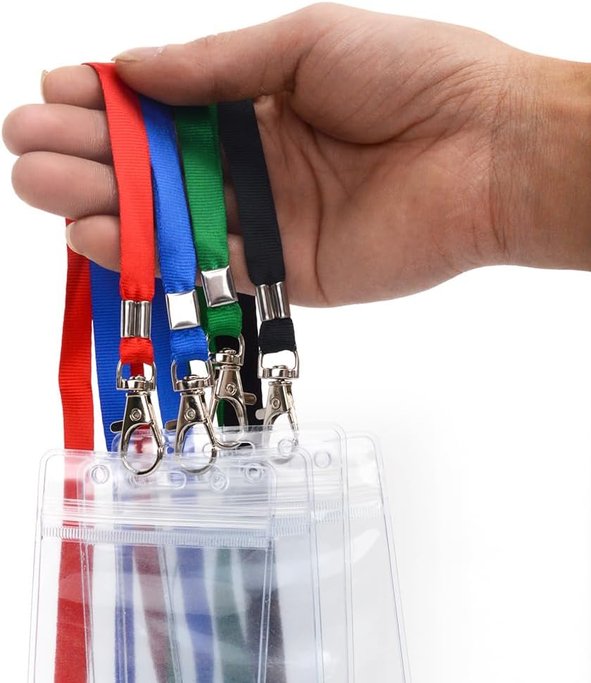 Lanyards 10 Pcs Bulk Lanyard for Id Badges Flat Blue Lanyard with Badge Clip Swivel Hook (10, Blue)