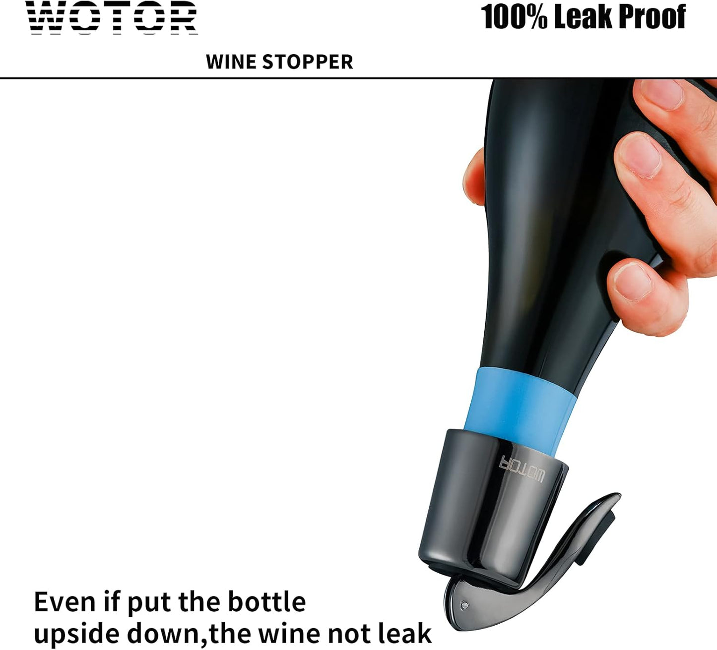 WOTOR Wine Stoppers Stainless Steel Wine Bottle stopper Plug with Silicone Reusable Wine Saver Leak proof Keep Fresh Metalblack 3 Pack