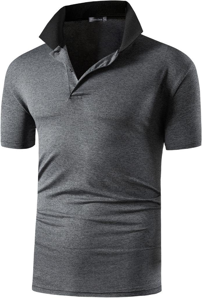 jeansian Men's Sport Outdoor Quick Dry Fit Short Sleeves Polo Tee Shirt Tshirt T-Shirt Tops Golf Tennis Bowling LSL195