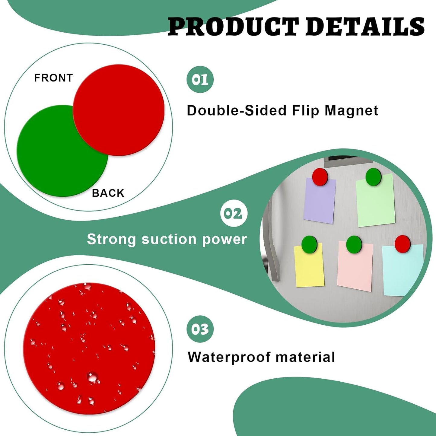 Xuhal 80 Pcs Double Sided Red Green Magnets 1.26'' Red Green Flip Reversible Magnets Dots for Whiteboard Mini Colored Double Sided Reversible Circle Indicator for Office Classroom Decoration (Classic)