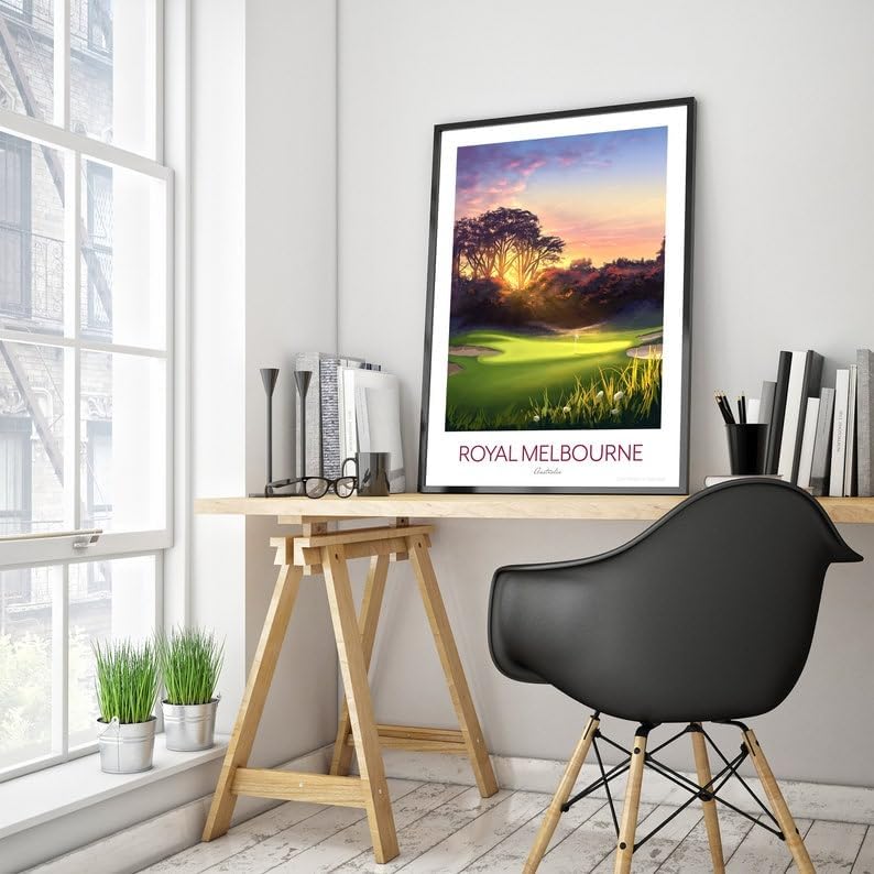 Royal Melbourne Golf Print - The West Course 5th Hole - Golf Course Australia, Royal Melbourne Golf Poster, Australia Golf Course Print, Sunset Golf Art, Nature Landscape Wall Decor (Unframed) (27x40)