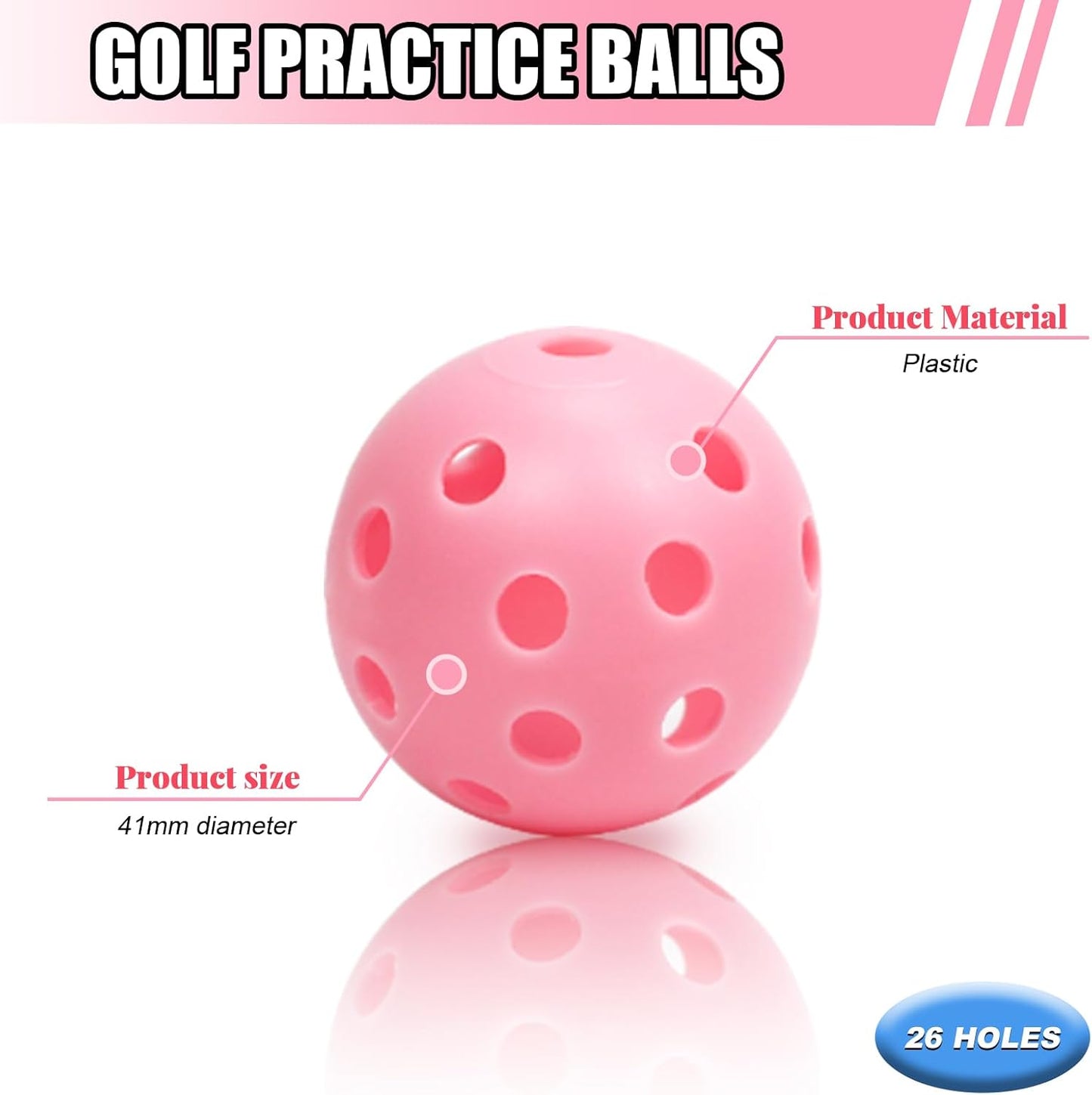 Plastic Golf Balls Practice Limited Flight Golf Training Ball Hollow Swing Practice Indoor Golf Balls with Mesh Drawstring Bag for Backyard Driving Range or Outdoor