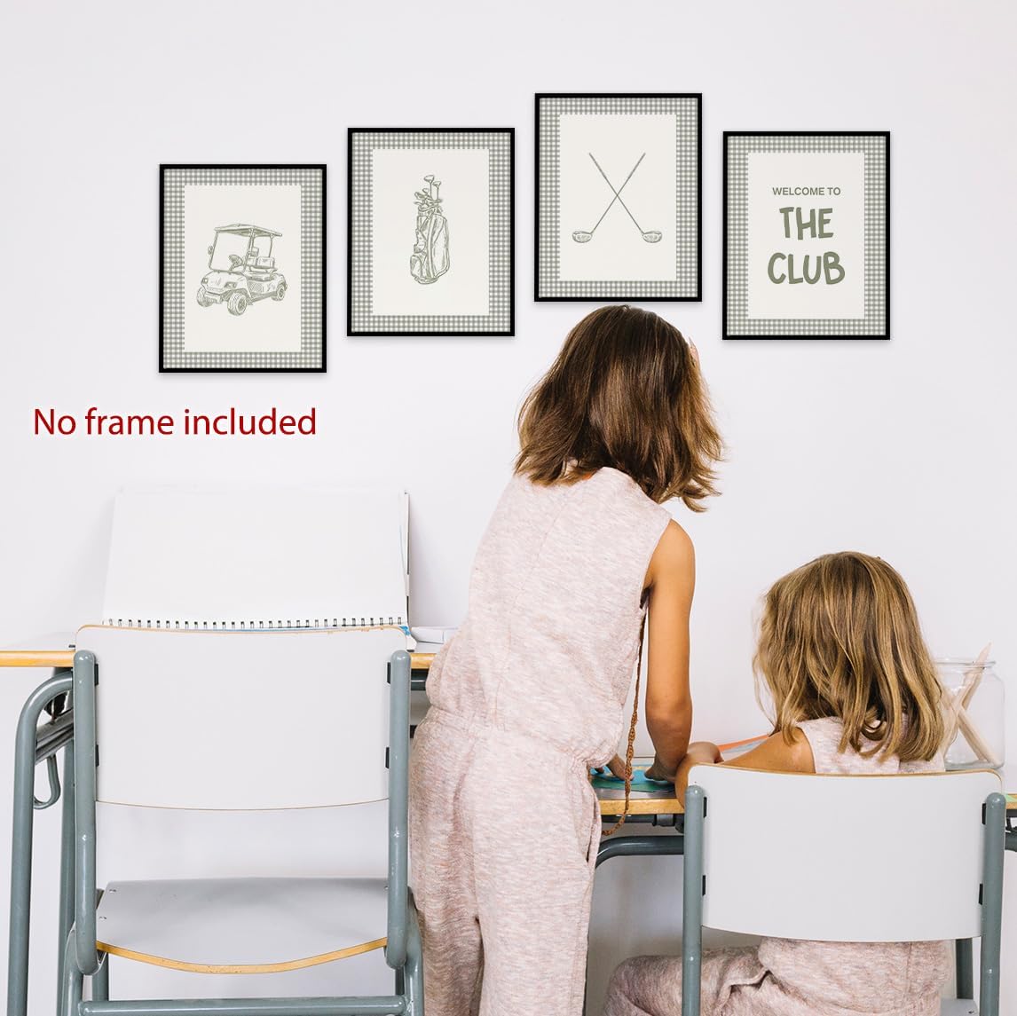 laveliabel Golf Wall Art Prints Set of 4 Unframed, Golf Pictures Wall Decor, GolfGifts for Men, Green Checkered Welcome to The Club Poster Prints for Home Room GolfOffice WallDecor 8x10inches