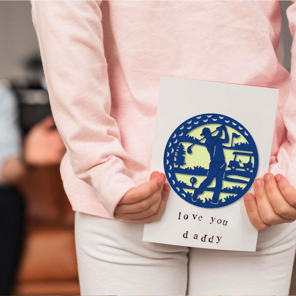 Playing Golf Scene Cutting Dies Card Making Hitting Ball Die Cut Carbon Steel Die Cuts Stencils Card Scrapbooking Embossing Template for Sports Season DIY Paper Craft Making Album Invitation