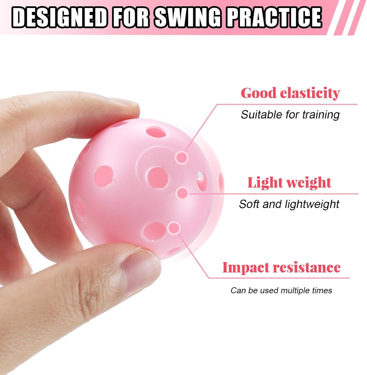 Plastic Golf Balls Practice Limited Flight Golf Training Ball Hollow Swing Practice Indoor Golf Balls with Mesh Drawstring Bag for Backyard Driving Range or Outdoor
