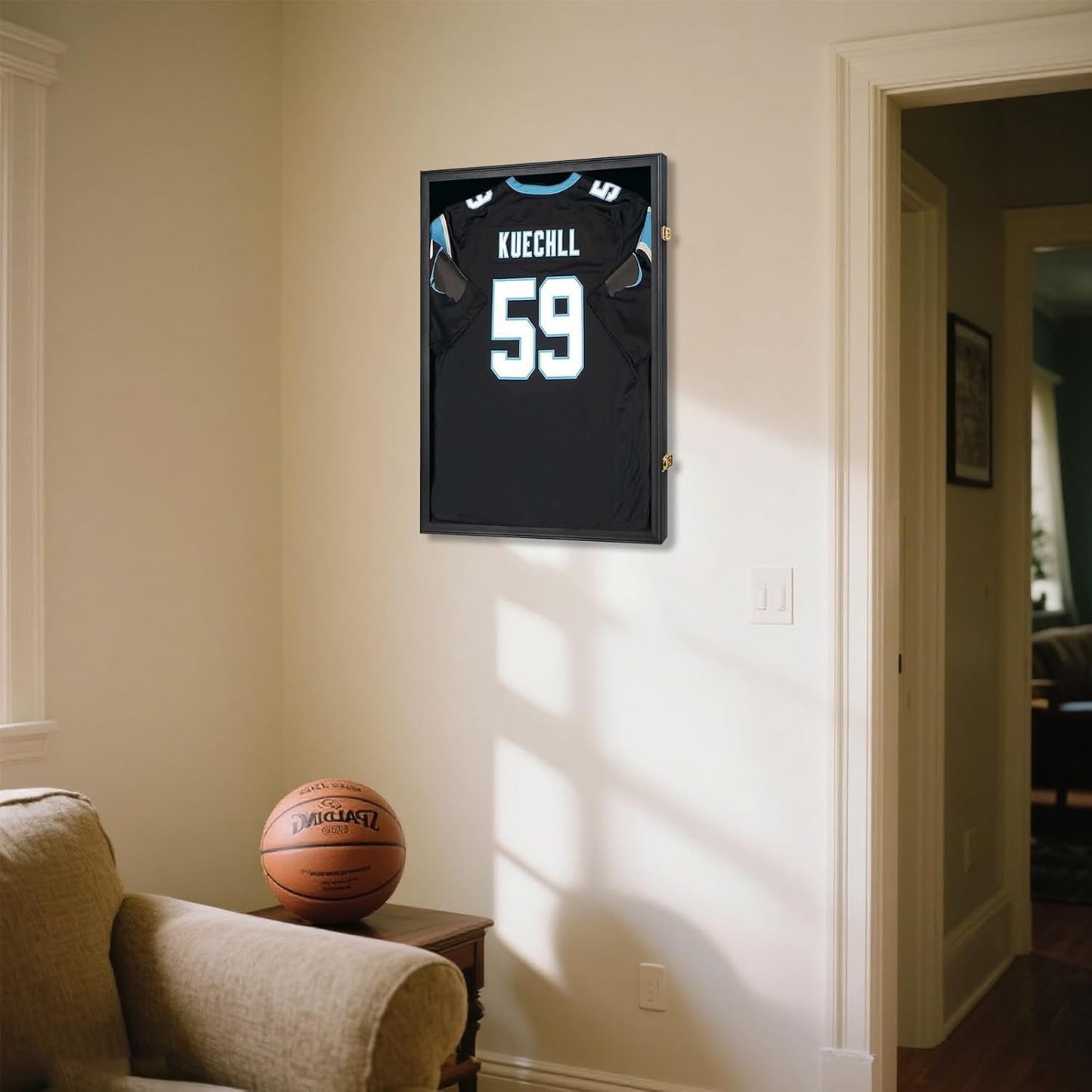 IHEIPYE Jersey Frame Display Case Shadow Box 3 Pack - Lockable with UV Protection Acrylic and Hanger for Baseball, Basketball, Football, Soccer, Hockey 2XL Sport Shirt and Uniform - Black