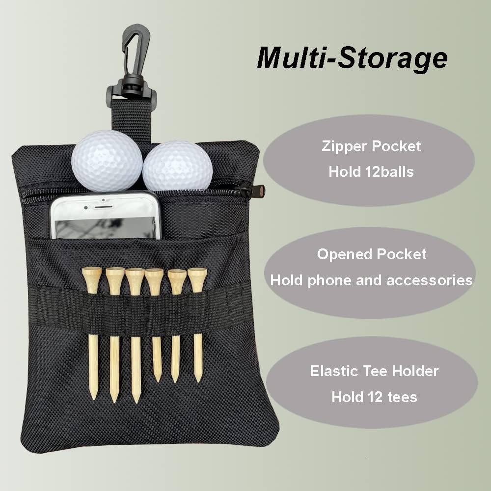 Golf Tee Pouch Bag, Zipper Golf Ball Bag, Accessory Pouch for Men