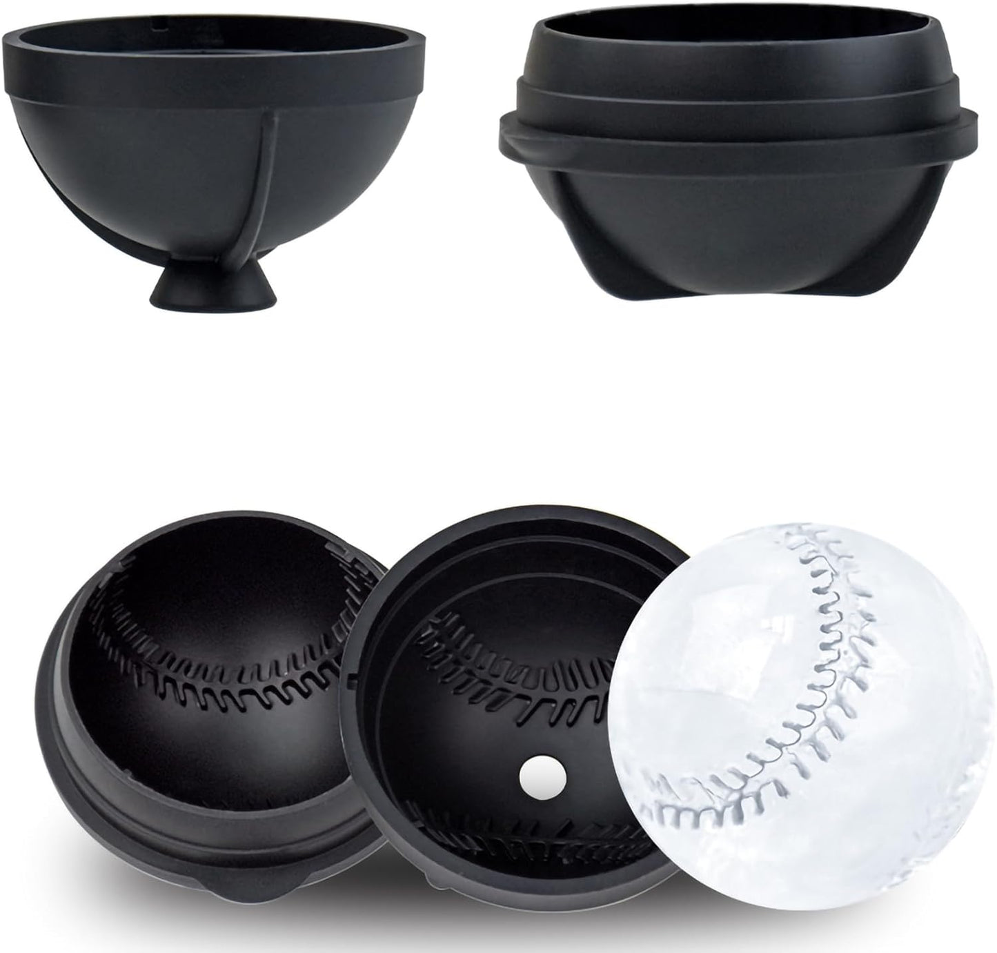 Bangp Baseball Ice Cube Molds Set of 6,Whiskey Round Ice Cube Molds,Novelty Sphere Ice Molds Create 2.5 Inch Baseball Shaped Ice Balls - Each Stone Keeps Your Drinks Cool and Unique,for Men and Women