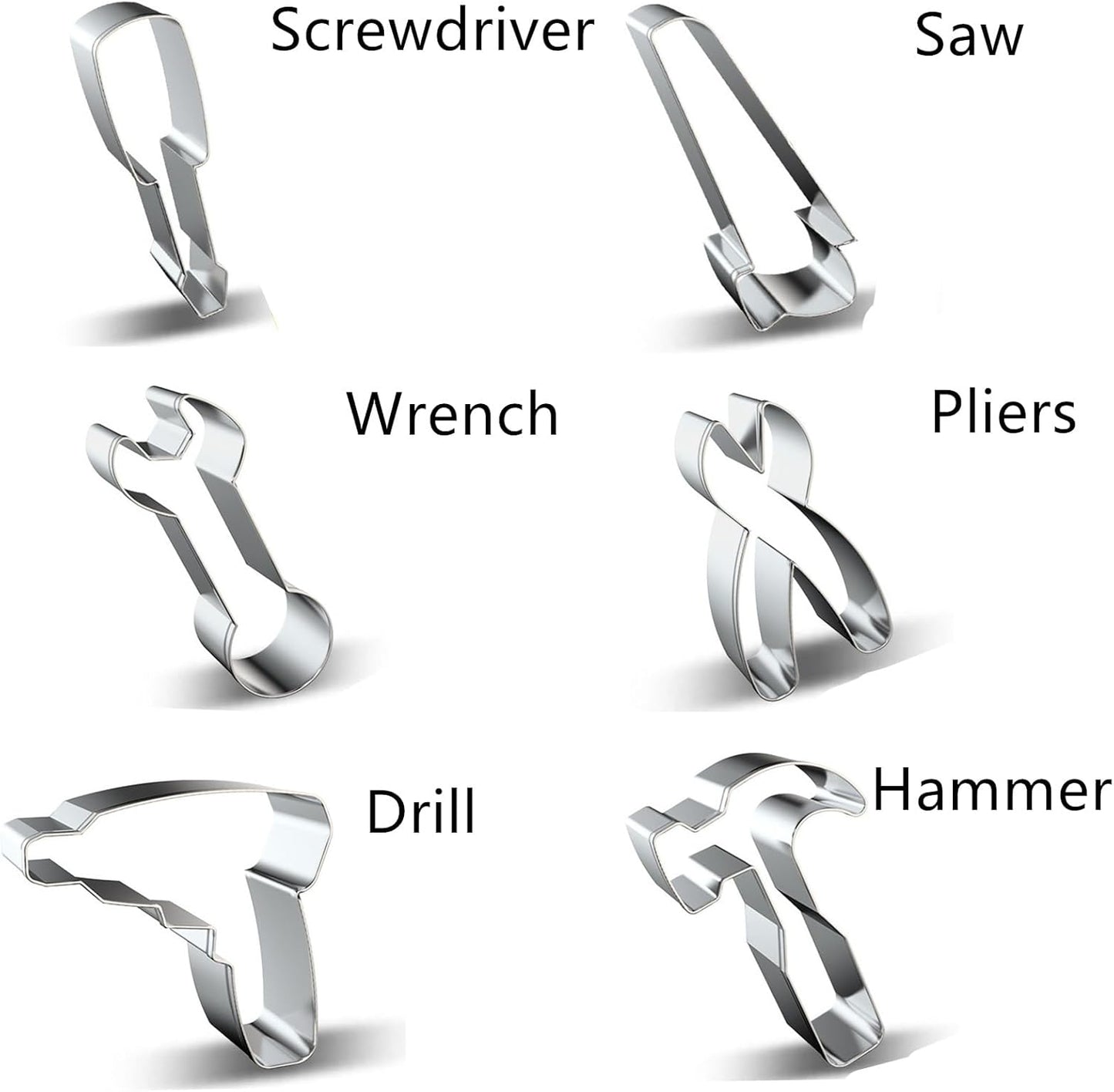 Mini Construction Tools Cookie Cutters Set of 6 pcs, Stainless Steel Mini Hardware Tools Series Shaped Fondant Baking Molds For Father's Day
