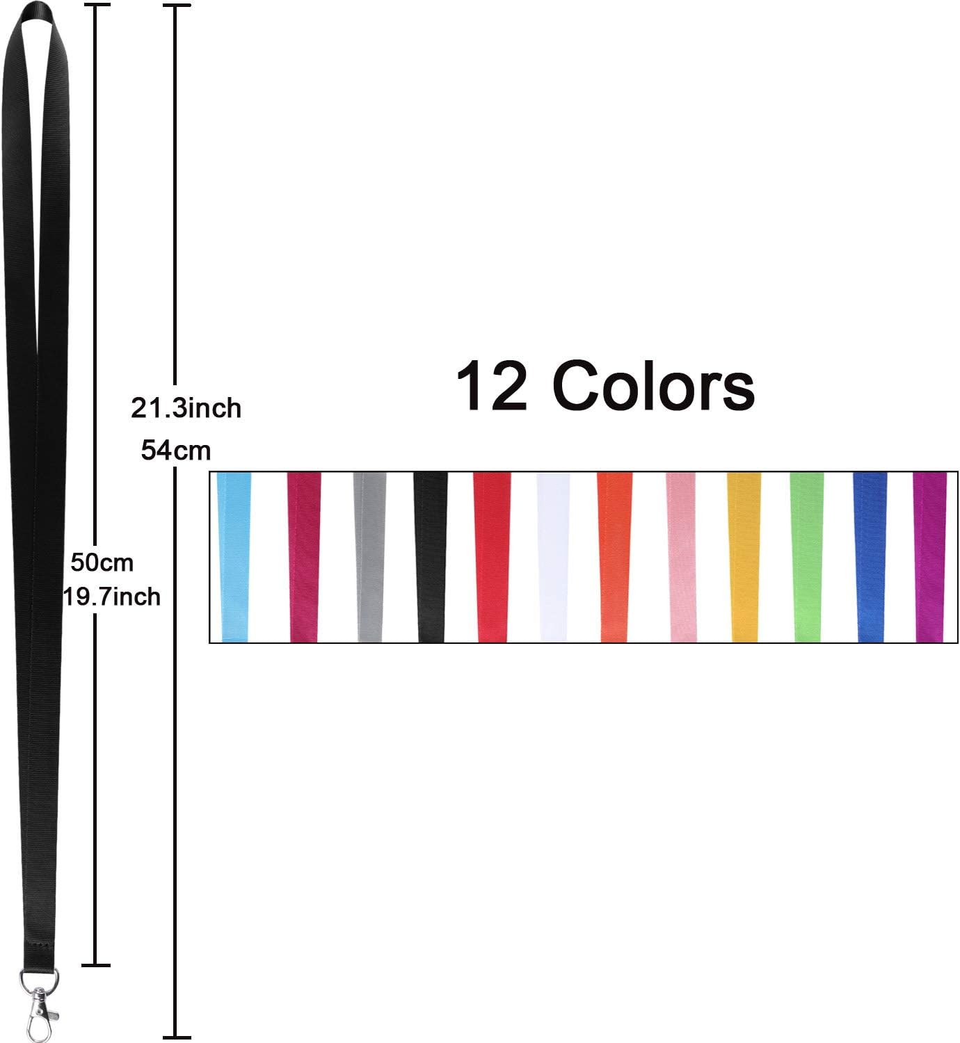 YOUOWO Lanyards 12 Pack Neck Office Lanyard 12 Colors White Blue Black Apple Green Red Pink